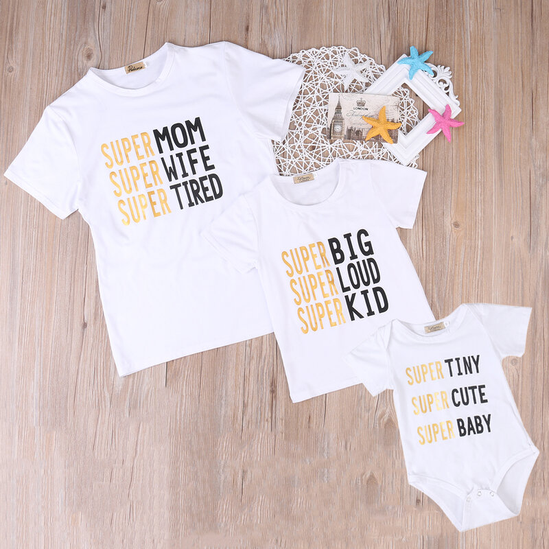 Camiseta con estampado de letras de verano 2018 + Camiseta para niños + Body de algodón para bebé ropa