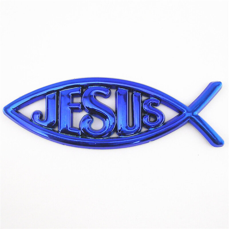 3D Bạc/Đỏ/Vàng/Xanh Dương Chúa Giêsu Cá Biểu Tượng Kitô Giáo Biểu Tượng Dán Xe Hơi