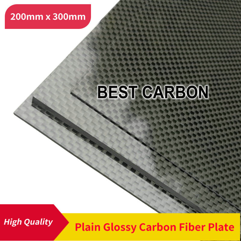 Placa de fibra de carbono 200 brillante, placa de laminado, placa rígida, tablero de coche, placa de Avión rc, 300mm x 100% mm, 3K, Envío Gratis