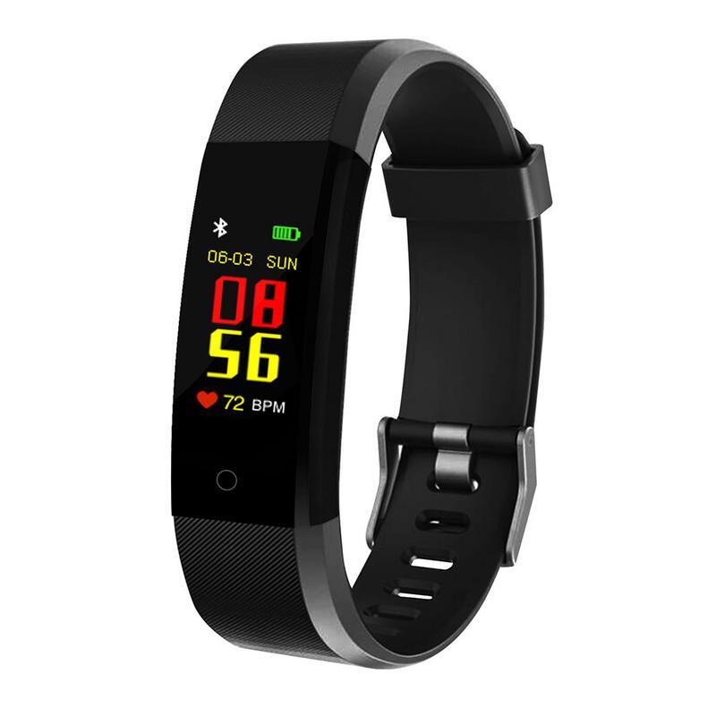 Novo 115 plus tela colorida banda inteligente rastreador de fitness pressão arterial exercício monitor freqüência cardíaca pulseira esportes inteligente