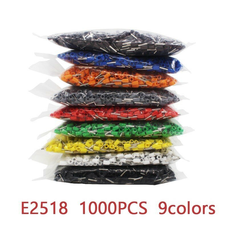 E2518 1000 teile/paket isolierte Ferrulen Klemmen block Kabel end kabelst ecker elektrischer Crimp abschluss awg 14