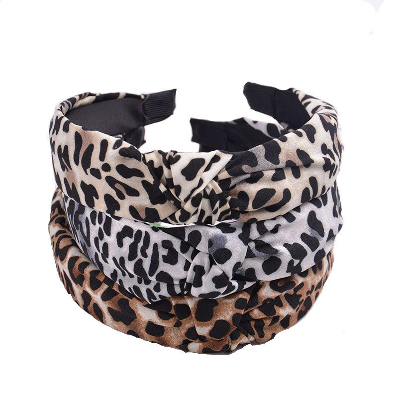 Women Leopard Print Headbands Fashion Twist Elastic Stretch Hairbands Headband Ladies Yoga Head wrap Spa Head Band Scrunchies