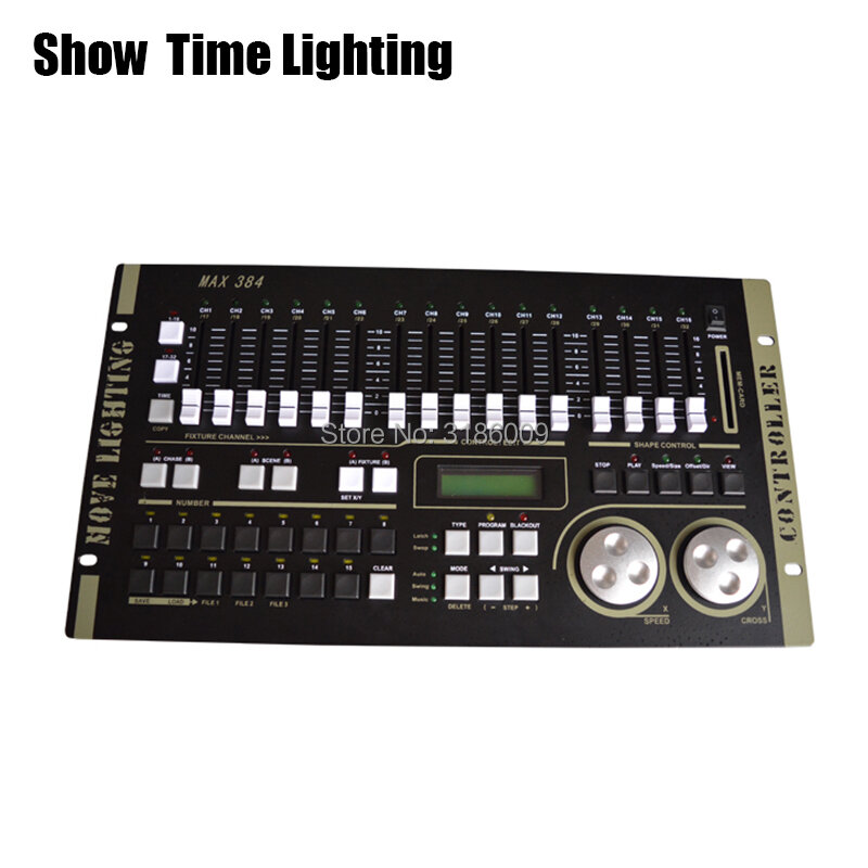ショータイムマックス384 dmxコントローラーステージライトdmxマスターコンソールXLR-3 LEDムービングヘッドdjライトステージ効果