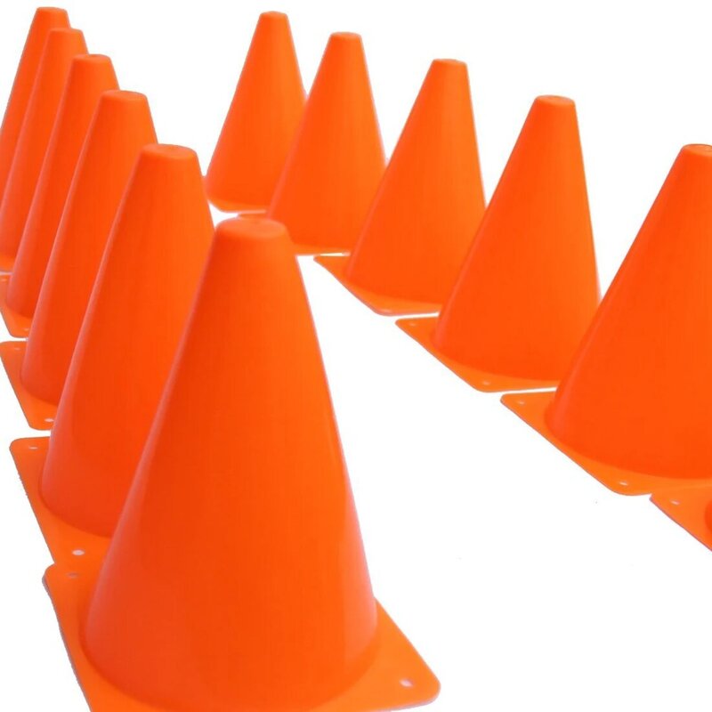 12pcs Plastic Traffic Cones - Multipurpose Construction Theme Party Sports Activity Cones for Kids Outdoor and Indoor Gam