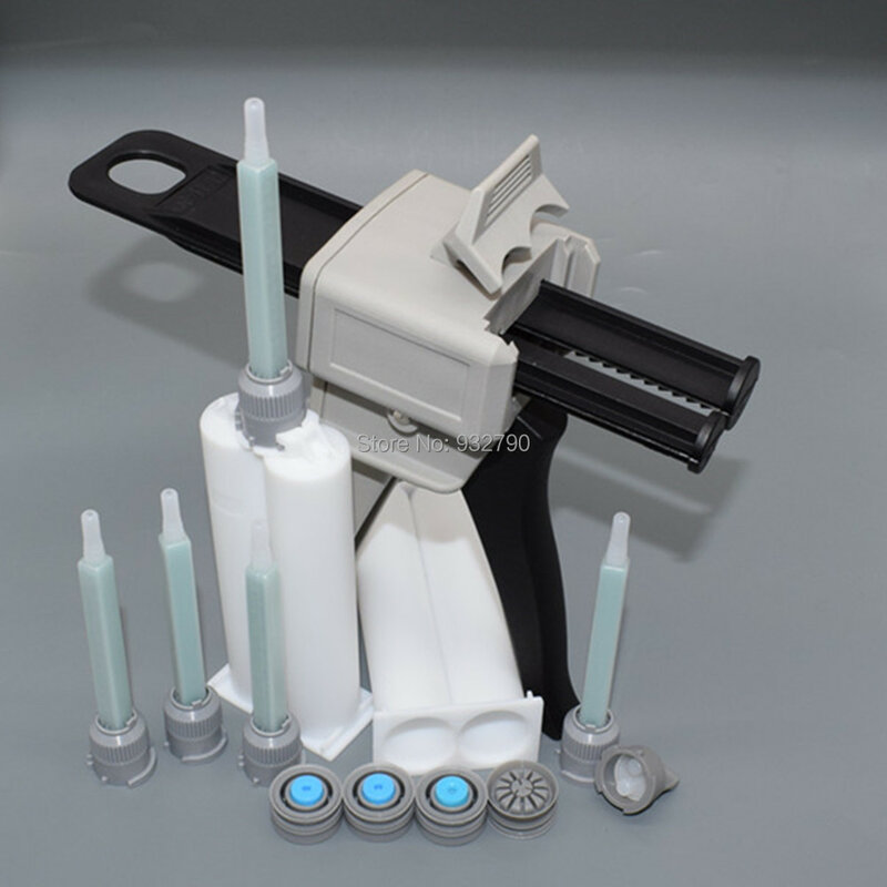 Aplicador de pistola distribuidora com cartucho adesivo acrílico resina epóxi, mistura estática, bocal de mistura, 2 partes, 1:1, 1:2, 50ml, 5pcs