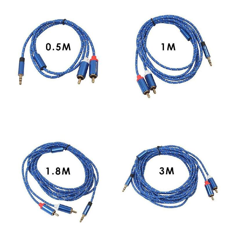 Pc 0.5m | M | .8m | 3m 3.5mm To 2RCA Male Audio Auxiliary Aux Stereo Y Splitter Cable Cord R5