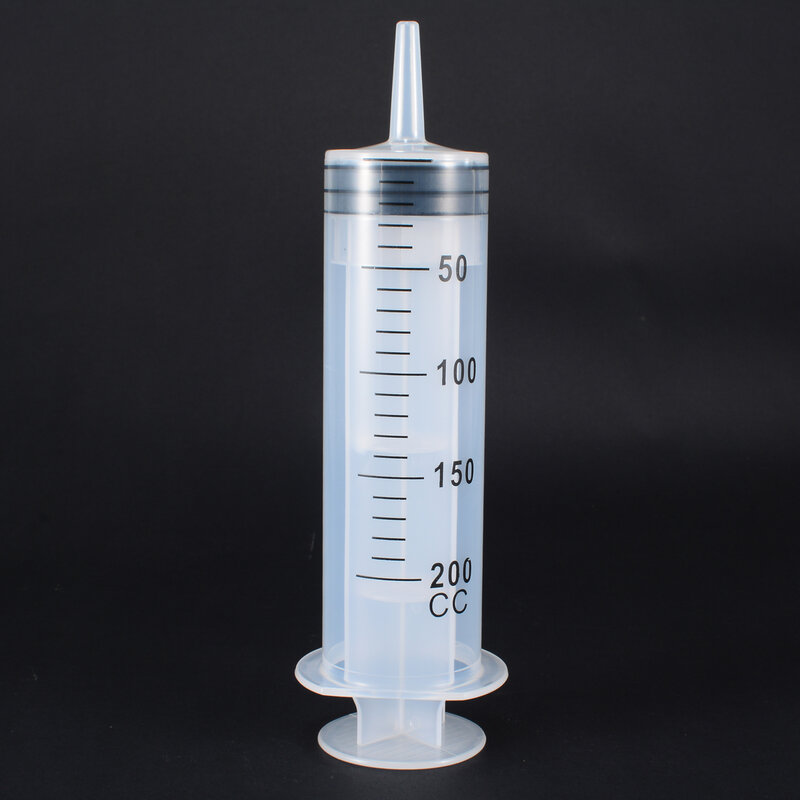 1 Piece Plastic Syringe 200ml Large Clear Hydroponics Plastic Syringe Measuring Nutrient Reusable Lab Kitchen