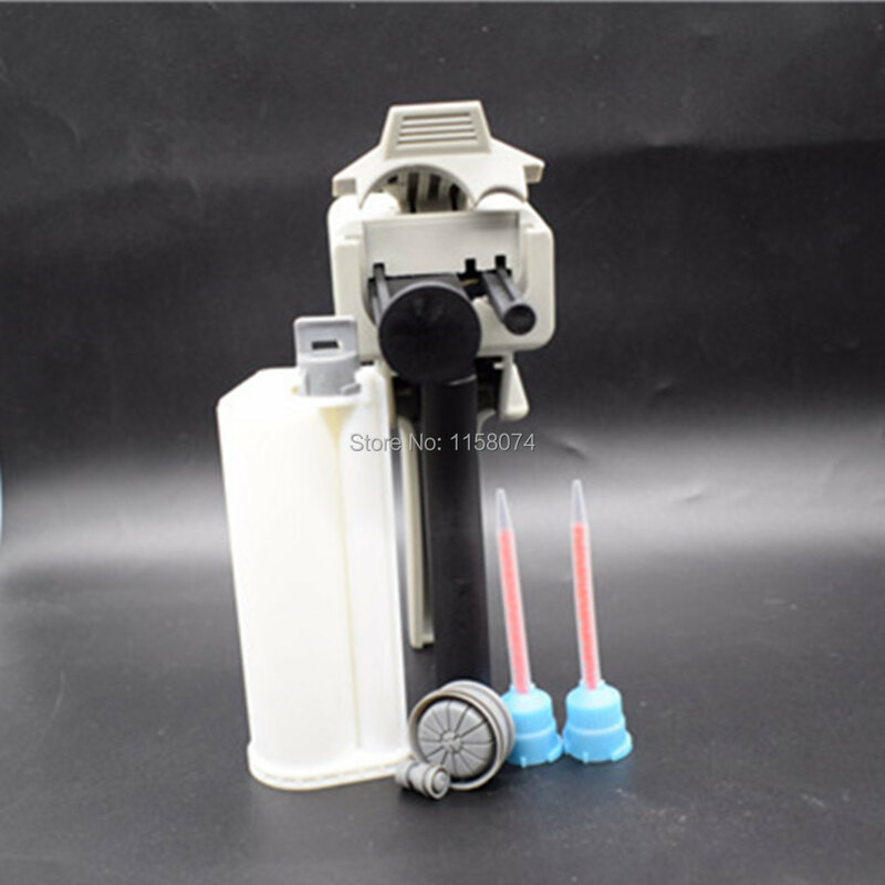 2Pcs Mengen Nozzle Mixer + 10:1 50Ml Spuitpistool Epoxyhars Gun Dispenser Applicator + 50Ml Lijm cartridge (Verhouding 10:1)