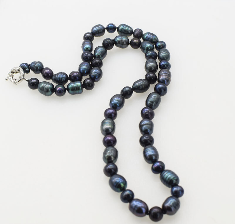 freshwater pearl black egg round 9-13mm necklace 20inch  wholesale beads nature FPPJ woman 2018