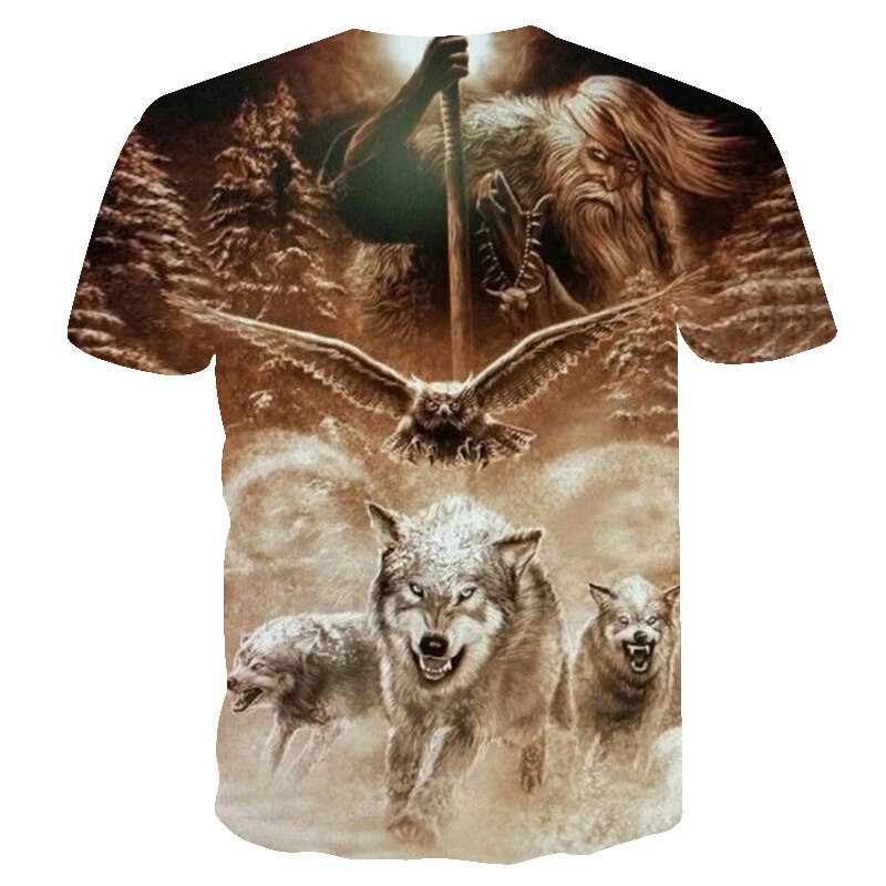 2019 Men's Summer New Personalized 3D Wolf T-Shirt Cool Comfortable Short Sleeve Top O-Nose DropShip