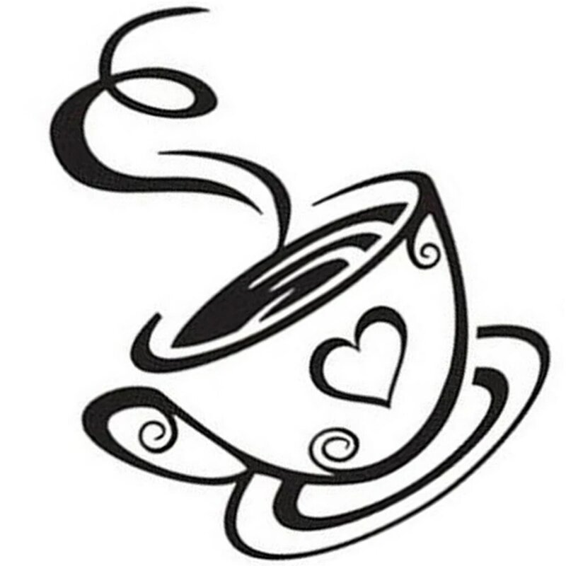 ถ้วยกาแฟสีดำสติ๊กเกอร์ติดผนังกาแฟPVCสติกเกอร์ตกแต่งรูปลอกสำหรับห้องครัวร้านอาหารCafe DIY