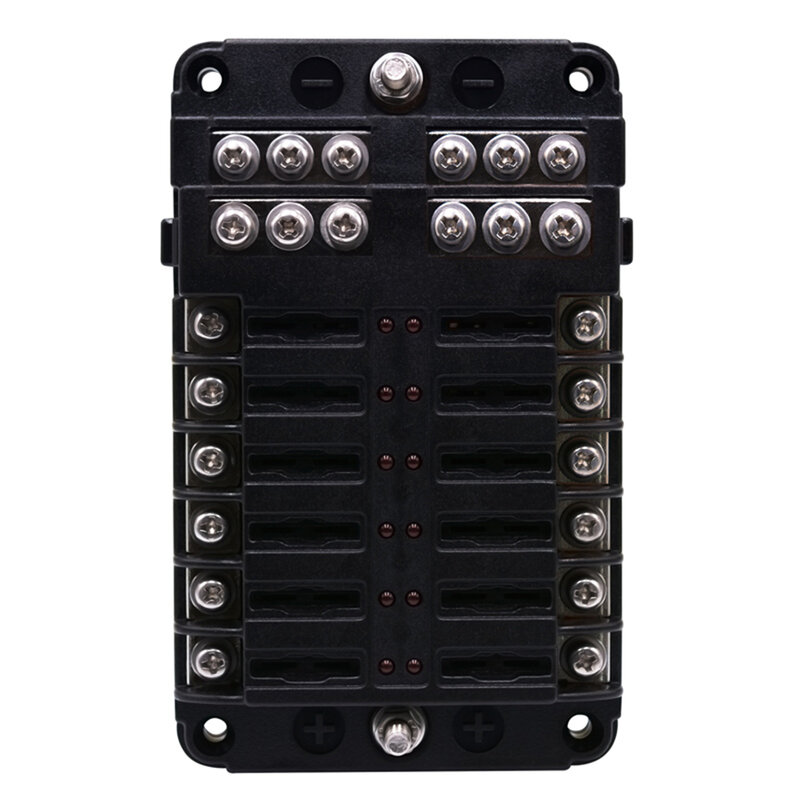 Caja de fusibles Universal de 12 vías, soporte de bloque, indicador LED, 12V, 32V, impermeable