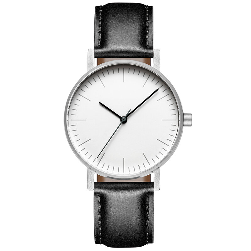 Часы Bauhaus в минималистичном стиле с кожаным ремешком, швейцарские часы Rhonda 763, минималистичные часы из нержавеющей стали с ремешком, 36 мм
