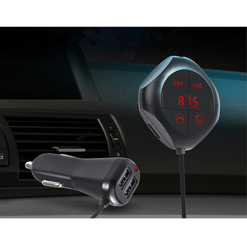 Q7s voiture monté mains libres FM émetteur véhicule Bluetooth MP3 lecteur de musique double-noir