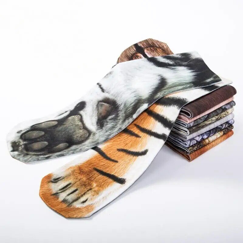 1 para 3D nadruk ze zwierzętami skarpetki Unisex załoga długie skarpetki miękkie dorywczo śliczne bawełniane skarpetki dzieci pies koń Zebra tygrys kot Paw