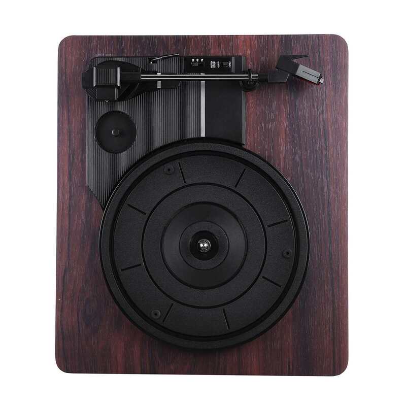 33, 45, 78 RPM Record Player Antique Gramophone Turntable Disc Vinyl Audio RCA R/L 3.5mm Output Out USB DC 5V Wood Color