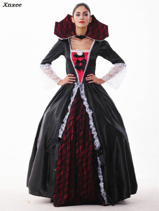 Feminino vampiro zumbi traje halloween fantasma noiva masquerade trajes de festa vestido feminino bruxa rainha halloween cosplay xnxee
