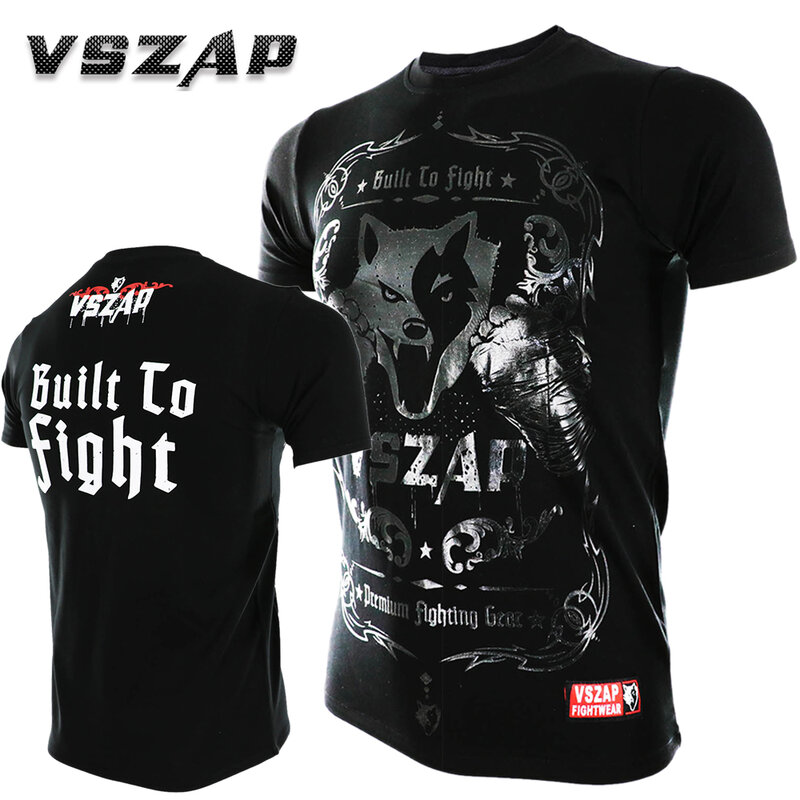 VSZAP odzież MMA koszule Rashguard Fitness warstwa podstawowa dopasowane podnoszenie ciężarów męskie koszulki spodenki Muay Thai Boxe