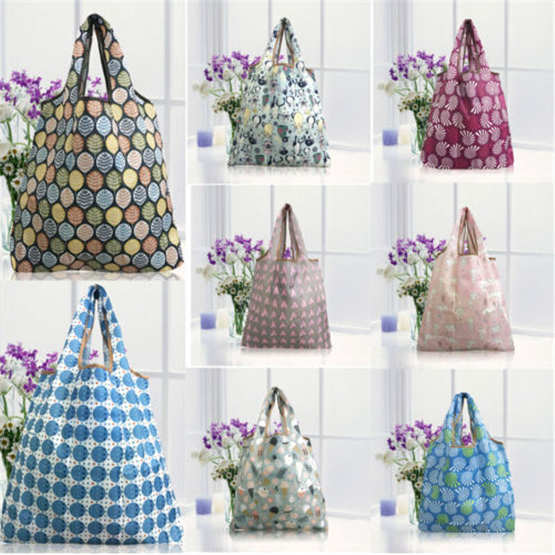 Waterproof Folding Reusable Eco Shopping Shoulder Bags Pouch Tote  Clip Bag for two size