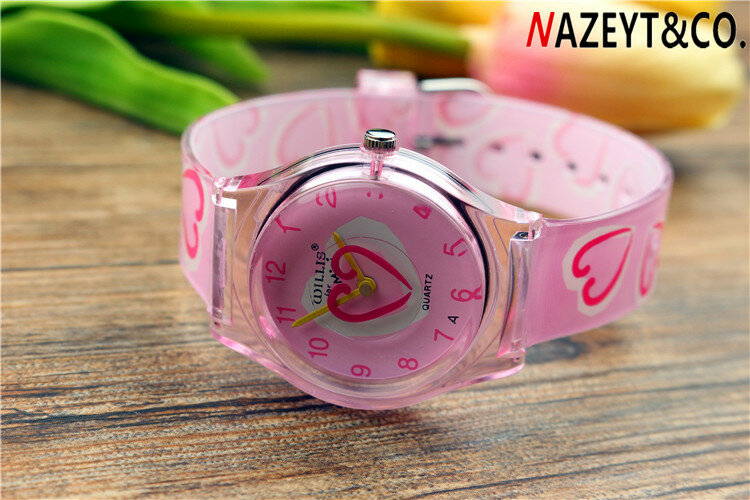 droshipping fashion women lovely heart watch for student girls high quality rubber waterproof wristwatch  PC21 movement