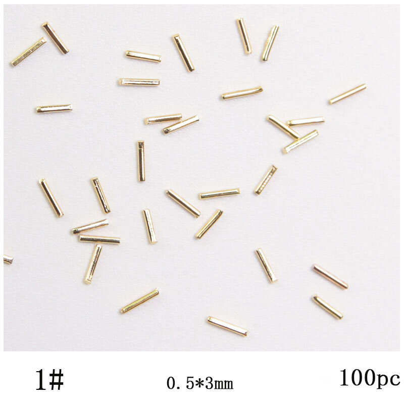 Rivet en métal japonais, barre d'or, alliage métallique 3D, 15, 100 pièces/lot, bricolage, ornement d'ongles