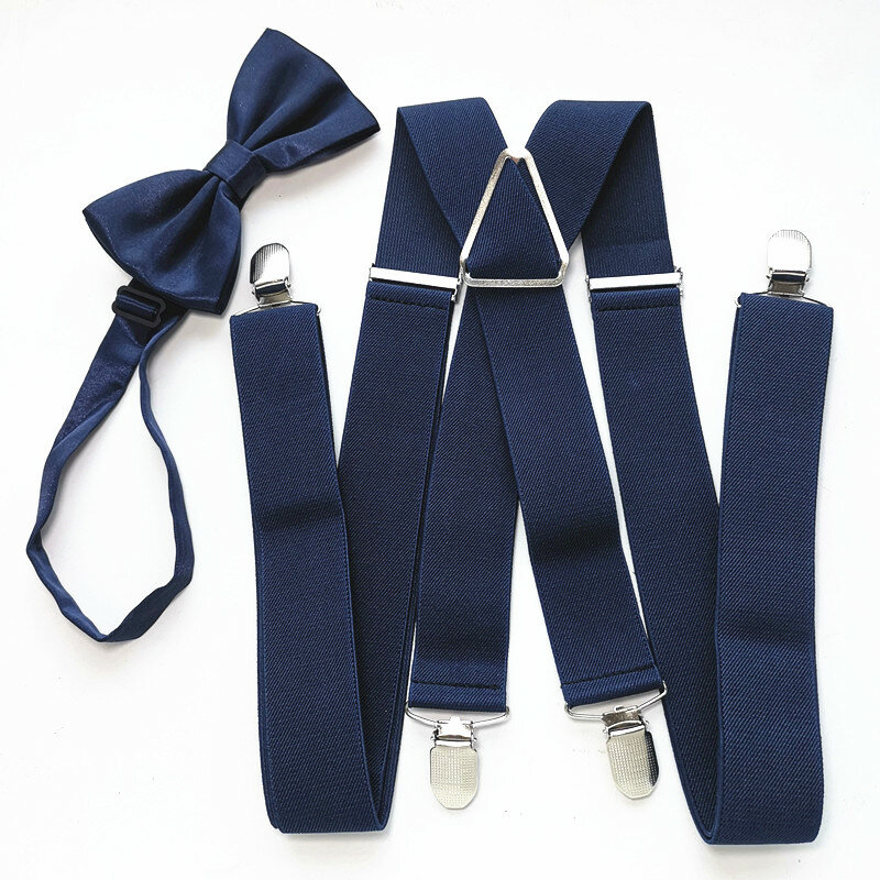 Jednokolorowe Unisex męskie szelki muszka zestaw elastyczna regulacja krawat pończoch zestawy kobiet akcesoria dla dzieci LB054