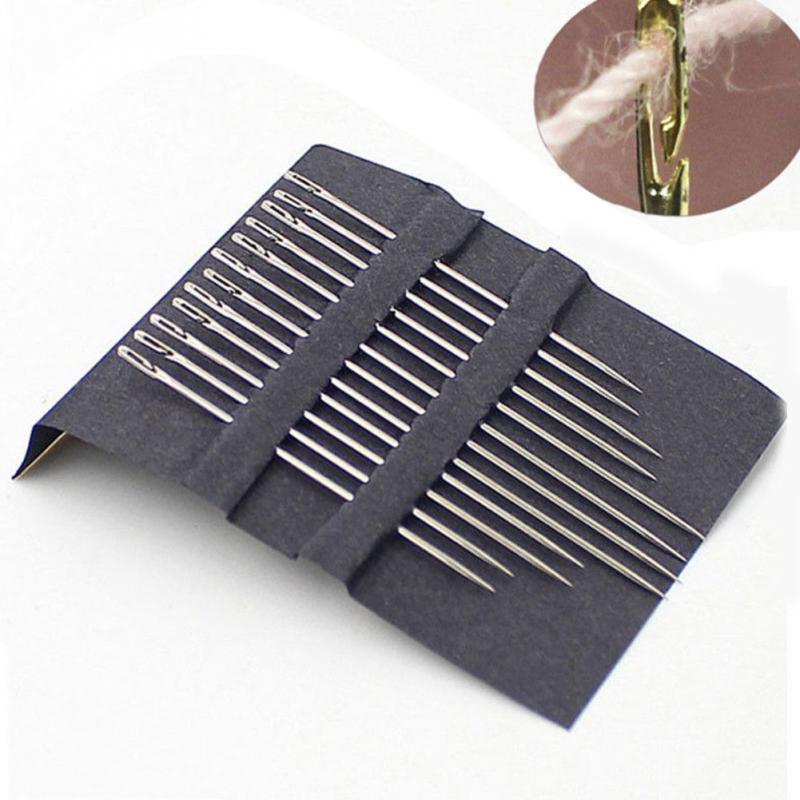 Side Opening Sewing Household Tools Hand Darning 12pcs Needles Stainless Steel Multi-size Old man Blind person Sewing Needles
