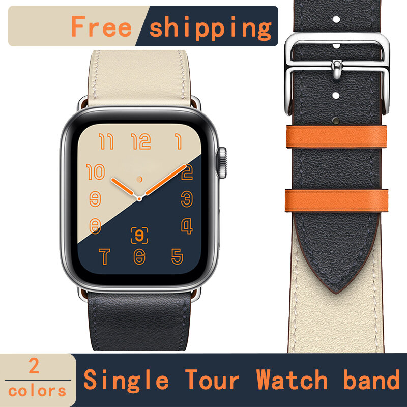 [New store promotion] 가죽 밴드 herm loop strap 싱글 투어 apple watch series 4 1 2 3 iwatch 40mm 44mm 남성 여성