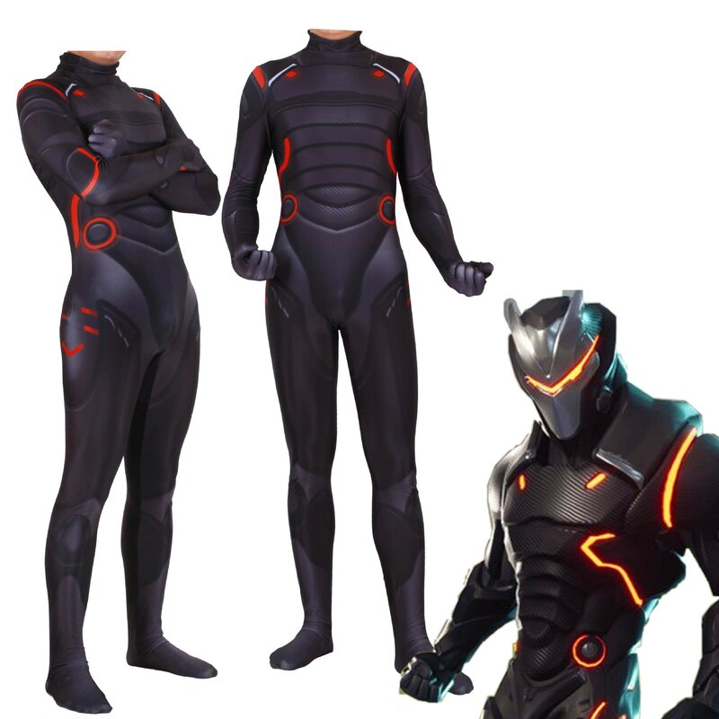 Adult Game Fortniter Cosplay Costume Omega Oblivion link Zentai Bodysuit Suit Jumpsuits Led Mask Halloween