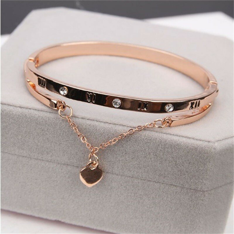 Luxury Bracelets & Bangles Famous Brand Jewelry Rose Gold Stainless Steel Female Heart Forever Love Charm Bracelet For Women