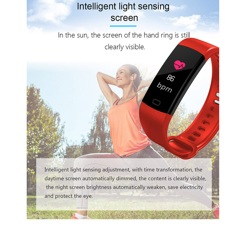 Y5 Braccialetto Intelligente di Frequenza Cardiaca Monitor di Pressione Sanguigna Tracker Inseguitore di Fitness Intelligente Wristband Orologio Intelligente Impermeabile Pedometro