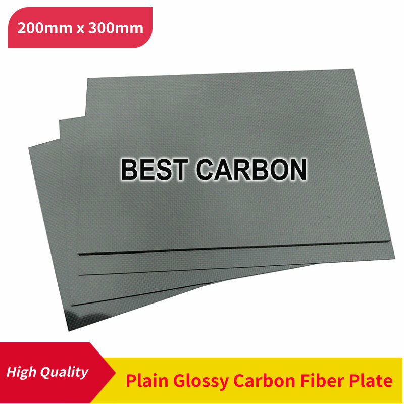 Plain Glossy Carbon Fiber Plate, Placa rígida, Placa rígida, Placa de carro, RC Plane, Frete grátis, 3K, 200mm x 300mm