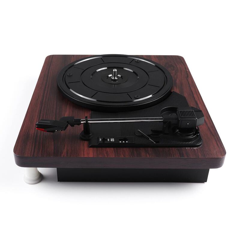 33, 45, 78 RPM Record Player Antiken Grammophon Plattenspieler Disc Vinyl Audio RCA R/L 3,5mm Ausgang Out USB DC 5V Holz Farbe