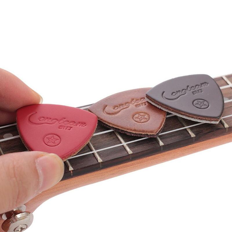 3 buah 9 buah/set Ukulele gitar Pick jari jempol pilih kulit Guitarra Picks untuk Ukulele banyor Aksesori Gitar warna acak