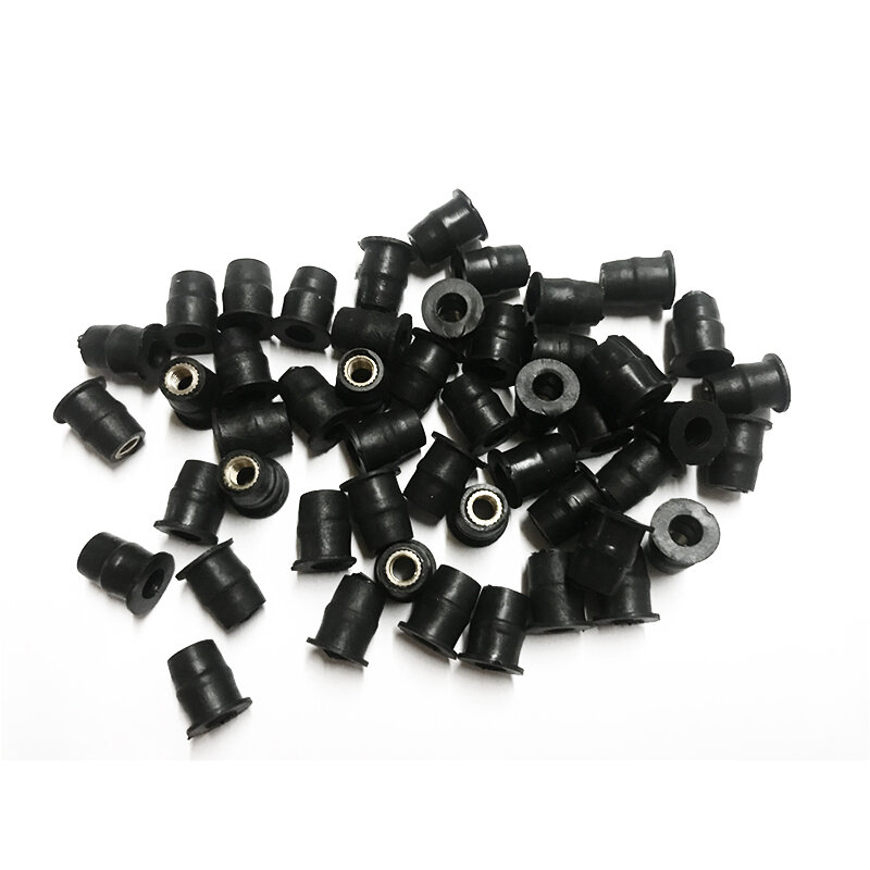 100 pçs/lote m5x0.8mm wellnut borracha métrica motocicleta windscreen bem porca wellnuts latão porcas