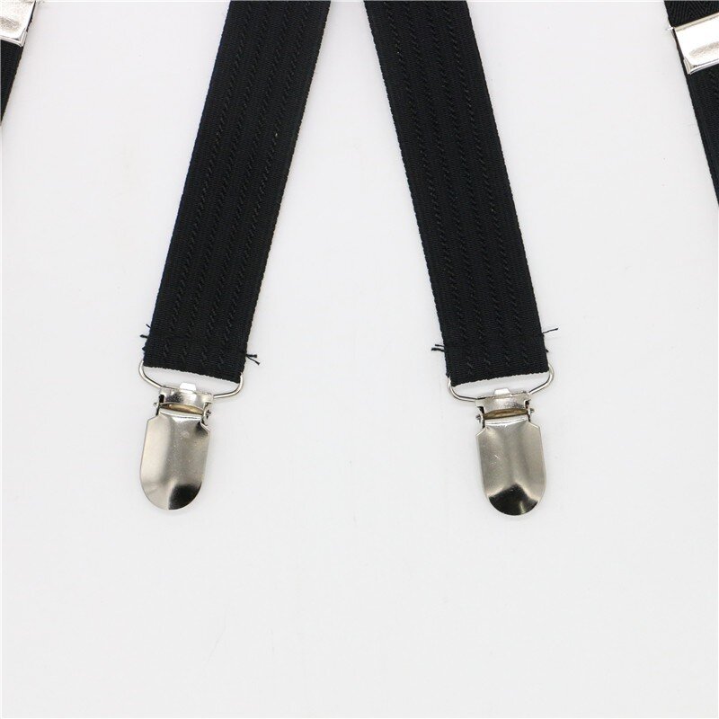4 klipsy solidne męskie szelki 2.5cm szerokość spodnie dla kobiet z regulowane szelki trójkąt metalowy krzyż