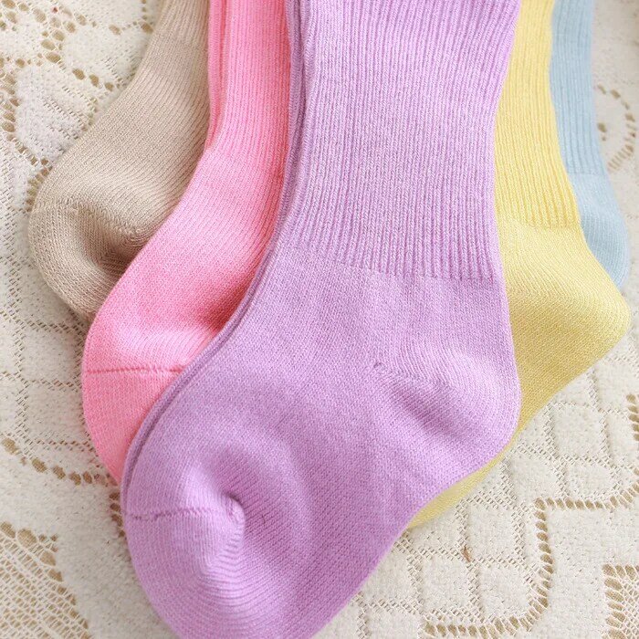 ถุงเท้าผ้าใยไผ่เด็กหญิงเด็กชายสำหรับเด็ก1คู่ถุงเท้าทารกแรกเกิดเด็กแรกเกิดผ้าฝ้ายคอมบ์สีลูกกวาดหนา3-18เมตร