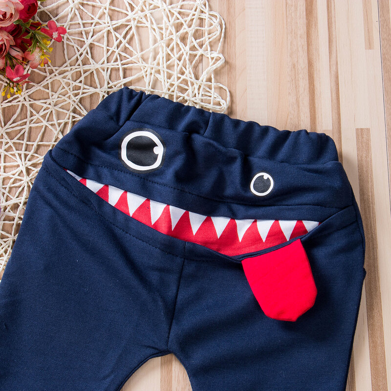 Casual Baby Children Pants Toddler Boys Girls Cute Big Mouth Monster Trousers Costumes Long Cototn Infant Cartoon Panty Clothes