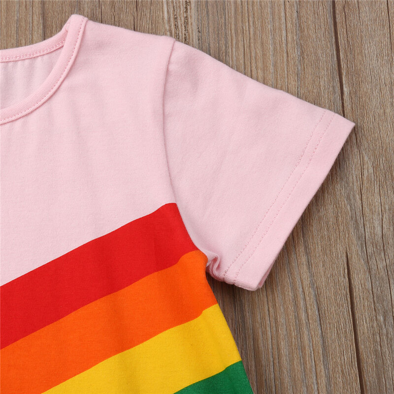 Pudcoco Baby Mädchen 100% Baumwolle kleid baby mädchen regenbogen cartoon kleid mädchen ldress