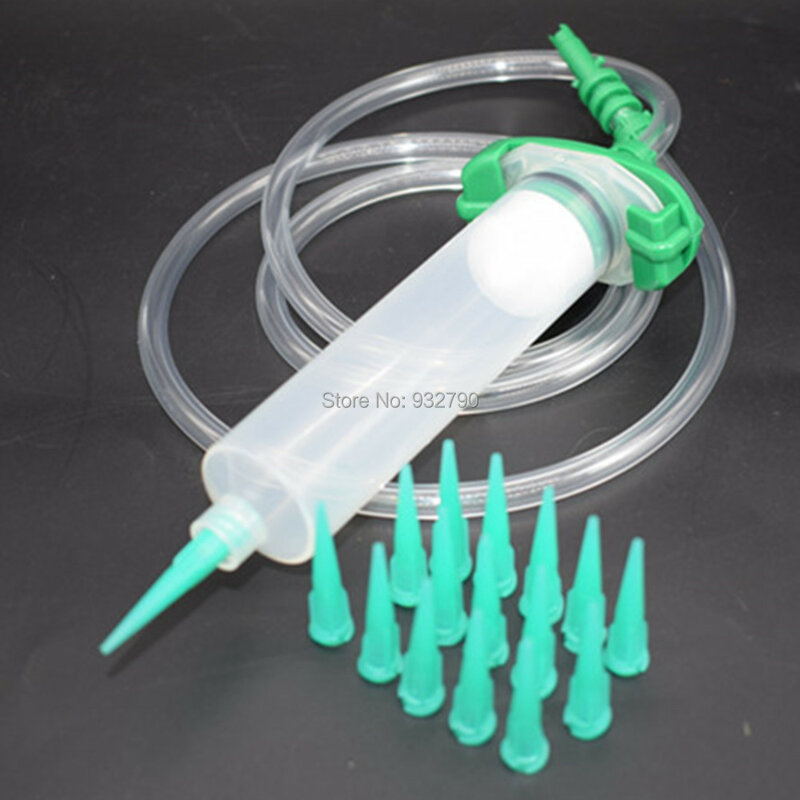 100pc 18G Dispensing Needles Syringe Needle Tip + 30cc Syringe Adapter Adaptor + 30cc Solder Paste Glue Liquid Dispenser Syringe