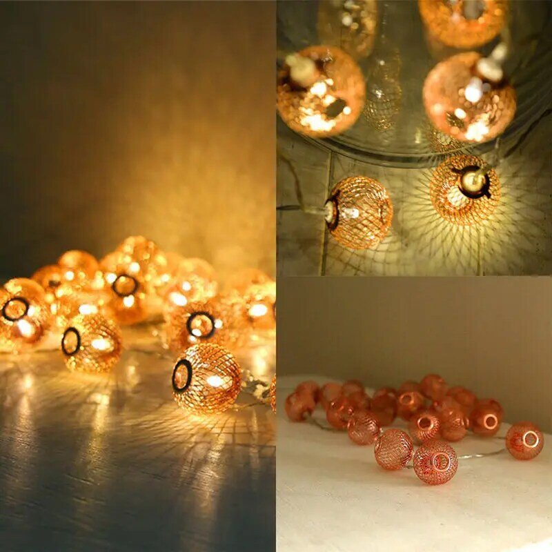 New 20 LEDS Globe Ball Hanging Fairy String Night Light Xmas Party Garden Decor