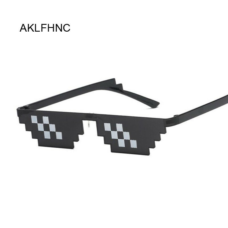 Óculos de sol mosaico truque brinquedo bandido vida óculos lidar com ele óculos pixel mulher homem preto mosaico óculos de sol brinquedo engraçado