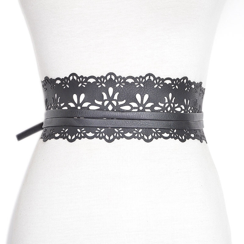 Cinturones de diseño para mujer, cinturilla elástica ancha, cinturón calado para vestido