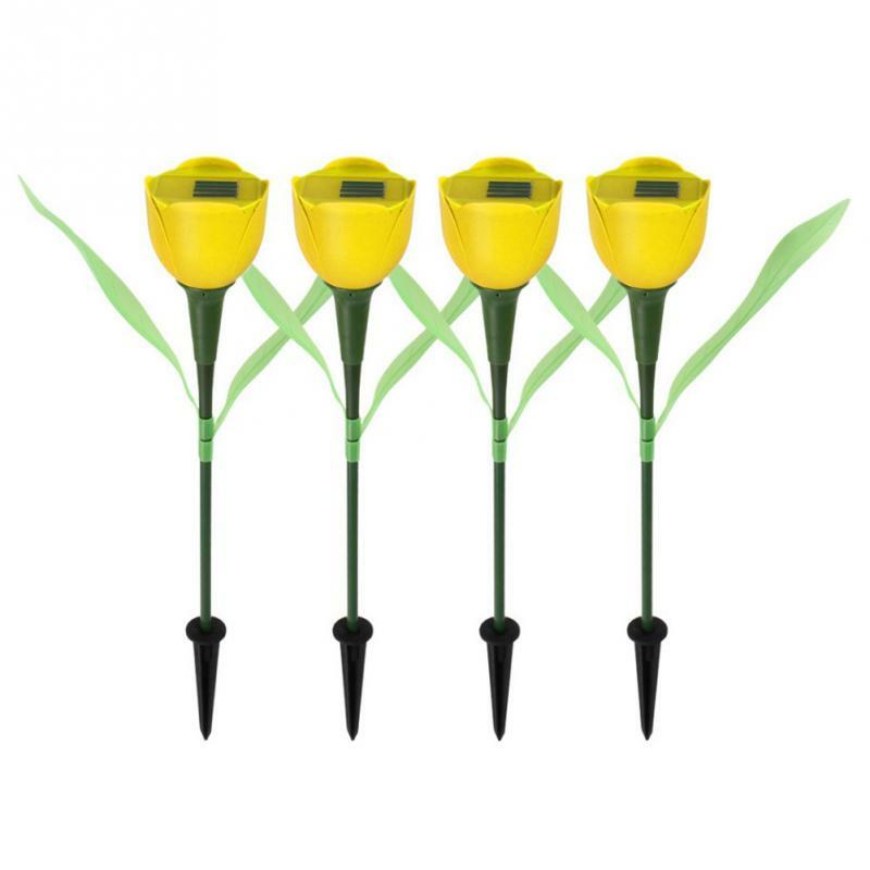4 piezas Venta caliente jardín Solar LED luz Solar LED tulipán hogar césped lámpara paisaje noche flor lámpara