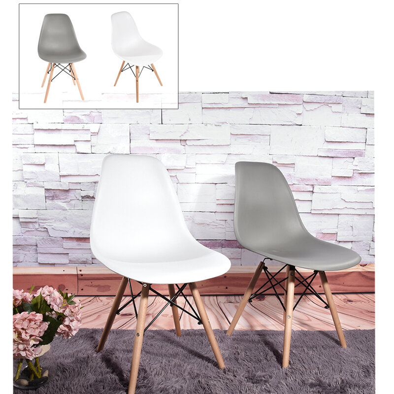 Spain Stock Wooden Dinner Chair Modern Nordic Dining Room Set Table Chair Home Office Design White Grey 1-2 delivery days