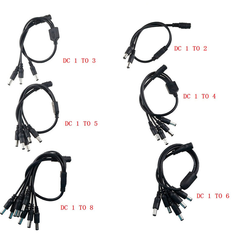 DC Power Jack 5,5x2,1mm DC Power Kabel 1 Weibliche zu 2,3,4,5,6,8 Stecker Splitter Adapter für CCTV sicherheit Kamera & LED Streifen