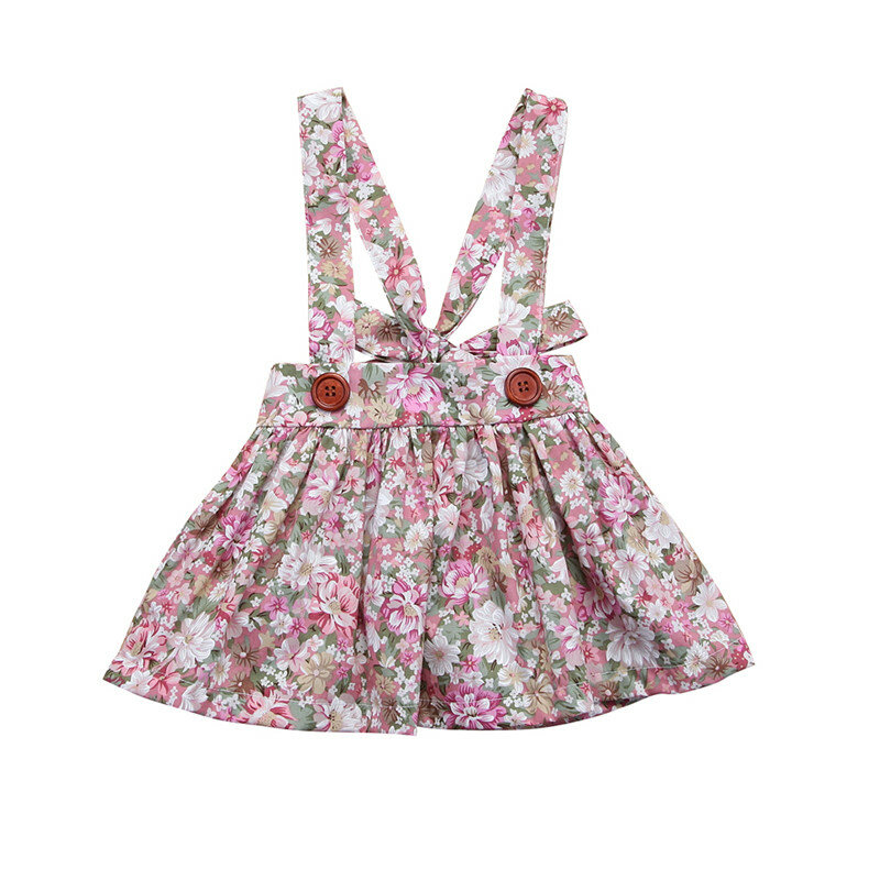 2019 maluch niemowlę dzieci dziewczynka spódnica z szelkami kombinezon nadruk w kwiaty śliczny strój w stylu casual, letnia odzież Baby Girl spódnice