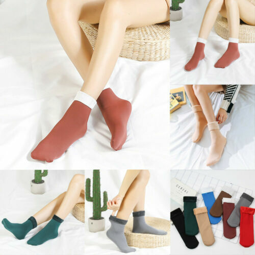 CA Women's Solid Winter Thick Warmer Fleece Lined Thermal Stretchy Socks Elastic