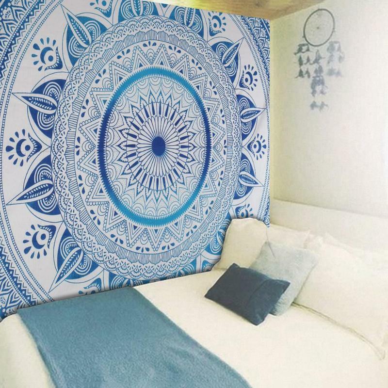 Tapisserie murale de grande taille | Tapisserie indienne de Mandala, serviette de plage bohème, couverture fine en Polyester, tapis de châle de Yoga