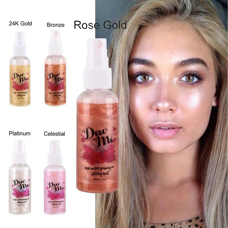 New Highlighter Liquid Setting Spray Illuminating Face Shimmer Long-lasting Brighten Glow Rose Gold Highlight Beauty Cosmetic